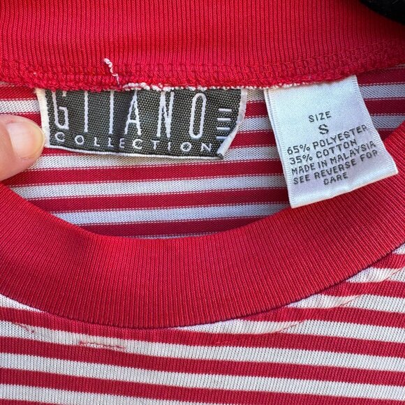 Gitano Collection Vintage Y2K 90s Womens South Pacific Red Striped Cropped Shirt - Picture 2 of 9